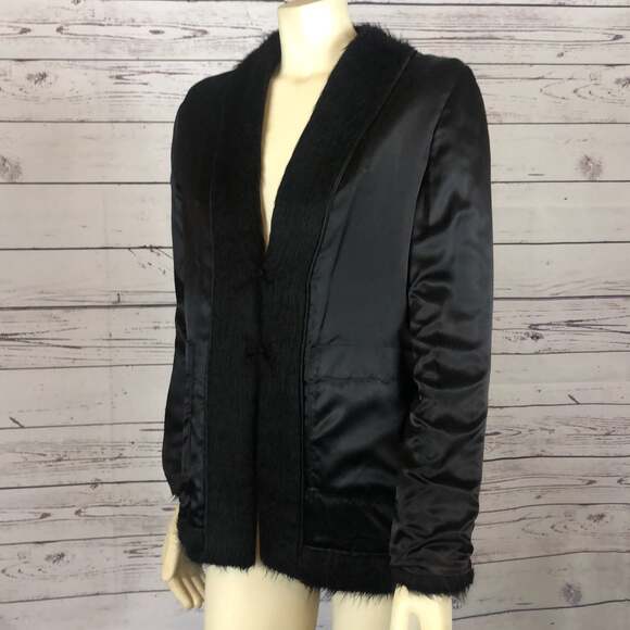 RESERSIBLE BLACK HOBO FAUX FUR COAT size medium - Picture 11 of 13